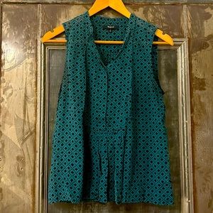 Madewell silk peplum tile printed top
